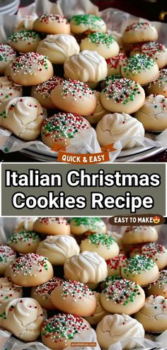 italian christmas cookies recipe with white frosting and sprinkles on a platter