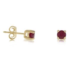 4mm rubies are held in a classic four prong yellow gold stud, offering you a pop of color to go with any outfit. Ruby Stud Earrings, Lose A Stone, Ruby Earrings Studs, Red Gemstones, Gold Stud, Pop Of Color, Jewelry Cleaner, Gold Studs, Cleaning Jewelry