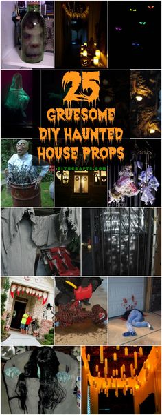 halloween decorations are displayed in many different pictures