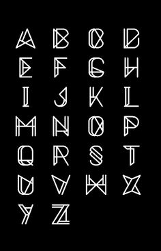 the latin alphabet is shown in white on a black background, and it appears to be made