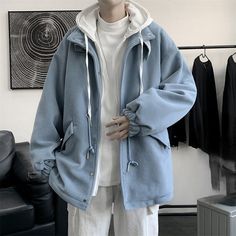 Men Fake Two Piece Hooded Coat Jacket Outerwear Streetwear Hip Hop Preppy Style Please note this is in Asian sizing, Asian size is smaller than western size e.g. UK, US, AU, please check the measurements carefully before making a purchase. Please allow 2-4cm error due to the manual measurement and different measurement methods. If you are not sure which size to buy, please provide height and weight, we will recommend a suitable size. Size: M, L, XL, 2XL M: length 76cm (29.9 inches), chest 148cm (58.2 inches), shoulder 69cm (27.1 inches), sleeve 56cm (22.0 inches); L: length 78cm (30.7 inches), chest 152cm (59.7 inches), shoulder 70cm (27.5 inches), sleeve 57cm (22.4 inches); XL: length 80cm (31.4 inches), chest 156cm (61.3 inches), shoulder 71cm (27.9 inches), sleeve 58cm (22.8 inches); 2X Winter Couple, Hong Kong Style, Running Shorts Women, Fall Outfits Men, 90s Streetwear, Casual Stripes, Woolen Coat, Hooded Coat, Preppy Style