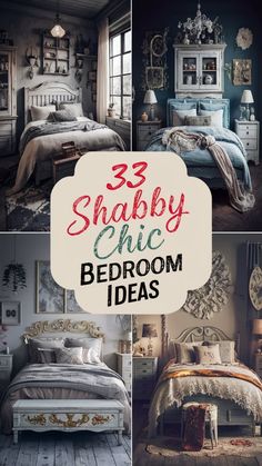 the bedroom is decorated in shabby chic colors