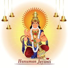 the hindu god hanumann jaganti with bells hanging from it's sides