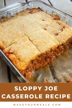 sloppy joe casserole recipe with text overlay