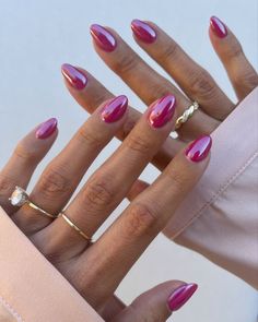 Pink Chrome Nails, Smink Inspiration, Summery Nails, Pink Nail, Oval Nails, Gel Nail Designs, Minimalist Nails, Fire Nails, Funky Nails