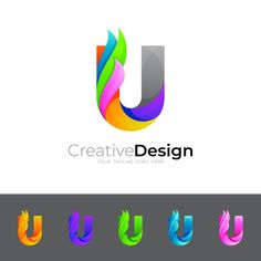 the letter u logo is made up of colorful overlapping shapes and has an elegant, modern look