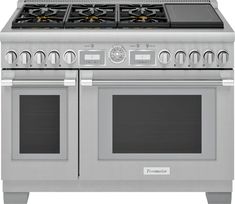 a stainless steel oven with two burners and one door on the front, is shown