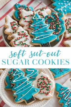 soft cut out sugar cookies with icing and sprinkles