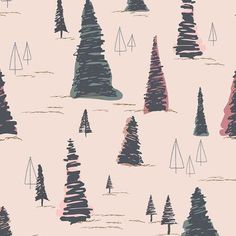 the trees are all different colors and sizes on this wallpaper pattern, which is very similar to each other