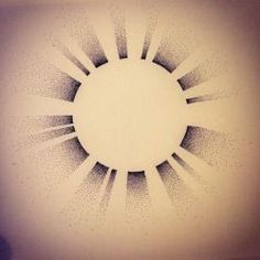 the sun shines brightly in this black and white photo, as it appears to be drawn on paper