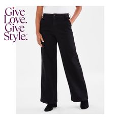 in stock High Rise Wide Leg Jeans, Deep Black, Wide Leg Jeans, Wide Leg, In Store, High Rise, Pick Up, Buy Online, Free Shipping