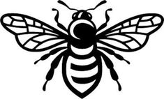 a bee that is black and white with the words honey written in front of it