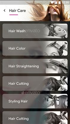 the hair care app is displayed on an iphone screen, and it's buttons are highlighted