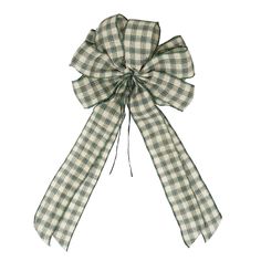 a green and white checkered bow on a white background