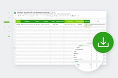 a screenshot of a spreadsheet with an arrow pointing to the top right