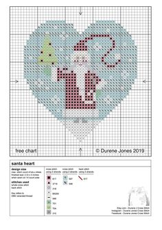 a cross stitch pattern with the number one on it and an image of a heart