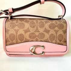 Super Cute Coach Bag From My Personal Collection, Bought Brand New From Macys And Was Missing The Tags When Bought. Only Used 2-3 Times Dimensions Approx. 7” X 4.5 “ And 2.5 “ Depth Condition: Very Good Condition, Some Signs Of Wear And Spot On The Inside. From A Clean And Smoke Free Home Powder Pink Color, Purse Essentials, Pretty Bags, Coach Bag, Powder Pink, Women Accessories Bags, Signature Logo, Pink Bag, Spot On