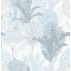 Ari Desert Oasis Wallpaper in Blue from the Pacifica Collection by Brewster Home Fashions Oasis Wallpaper, Cool White Backgrounds, Blue Desert, Cool Backdrops, Brewster Wallpaper, A Street Prints, Desert Scene, Fruit Wallpaper, Desert Oasis