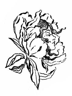 a black and white drawing of a flower