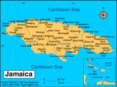 a map of jamaica with the capital and major cities