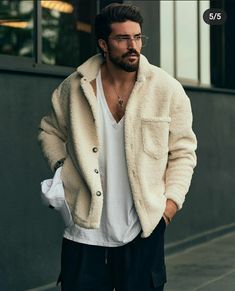 Planet Fashion, Loft Fashion, Mens Wool Coats, Loose Coats, Mens Jackets Casual, Winter Outfits Men, Single Breasted Jacket, Fleece Coat, Men Winter