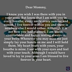 a poem written in black and white with the words dear mommy, i know you wish i