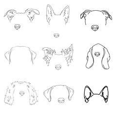 Custom Pet Ear + Nose Outline - Digital File - thick lines Pawprint Tattoo On Ribs, Dog Ears And Nose Tattoo, Australian Shepherd Ear Outline Tattoo, Outline Dog Face Tattoo, Dog Ear And Nose Tattoo, Labrador Retriever Outline Tattoo, Cockapoo Ears Tattoo, Aussie Outline Tattoo, Dog Faces Drawings