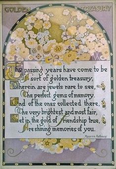 an ornate frame with flowers on it and a poem written in the bottom right corner