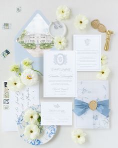 the wedding stationery is laid out and ready to be used