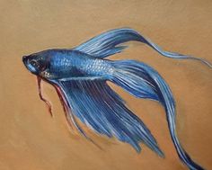 a painting of a blue siamese fish