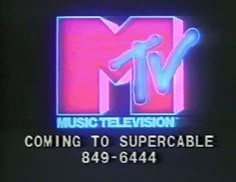 an old tv with the logo for music television coming to supercable 949 - 644