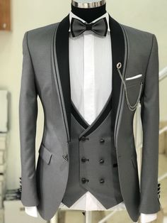 Product : Slim-Fit Smokin color code :Grey Plaid  Size : EU [ 46-48-48-50-50-52-54-56 ] Suit material: 70% Viscose,  30% Polyester  Machine Washable : No  Fitting : Regular Slim-fit  Remarks: Dry Cleaning Only Fashion Men Ideas, Wedding Suits Men Black, Groom Dress Men, Slim Fit Suit Men