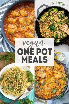 vegan one pot meals with text overlay