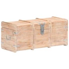 three wooden trunks sitting next to each other