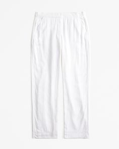 Women's Curve Love Linen-Blend Tailored Straight Pant | Women's Bottoms | Abercrombie.com Sea Clothing, Sea Clothes, Women's Bottoms, Man Up, High Rise Pants, Suits Coats, Athletic Fits, Straight Pants, Swimwear Accessories