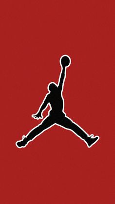 an air jordan logo on a red background