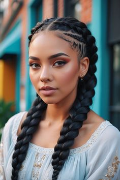 Braids have been a staple of style and sophistication throughout history, and as we traverse the beauty landscape of 2024, the allure of big, bold braids Big Curly Braids, Dutch Braid Hairstyles For Black Women, Braids For Hispanic Women, Pocahontas Braids, Big Braids Hairstyles, London Hairstyles, Goddess Braid Styles, Big Braids