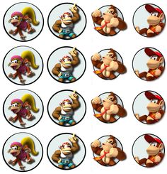 the mario bros characters are all different sizes and colors, but there is no image to describe