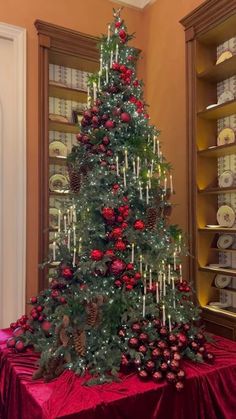 a decorated christmas tree in a room