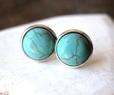 Turquoise Earrings Turquoise Stud Earrings STUD or CLIP on 60s Style Wedding, Turquoise Stud Earrings, 60s Style, Earrings Turquoise, Jewelry Blue, Turquoise Howlite, Bright Gold, Earrings Stud, Shoes Dress