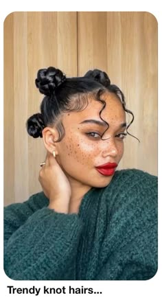 Bantu Knot Hairstyles, Hair Knot, Hairdos For Curly Hair, Box Braids Hairstyles, Afro Hairstyles, Aesthetic Hair, Hairstyle Ideas