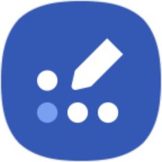 a blue square with white dots on the bottom and an arrow in the middle that says,