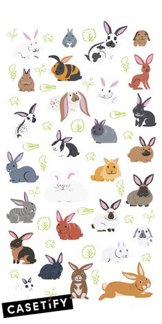 an image of rabbits and other animals in the same pattern on a white background with black text