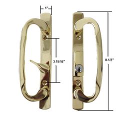 an image of a pair of door handles with measurements for the handle and levers