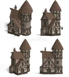 four different views of an old style house