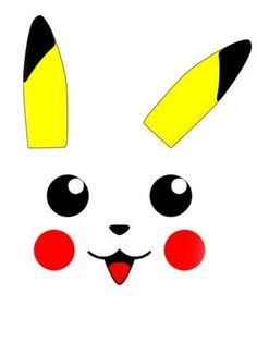 the face of a white rabbit with black and yellow ears, red nose and eyes