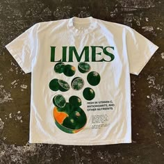 Limes High In Vitamin C Antioxidants And Other Nutrients T shirt Easy 30 day return policy Hip Hop Festival, Estilo Harajuku, Couple Tshirts, Vintage Short, Top Streetwear, Vintage Lettering, Limes, Collars For Women, Gothic Outfits