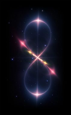 an image of the number eight in space with stars and light streaks around it,