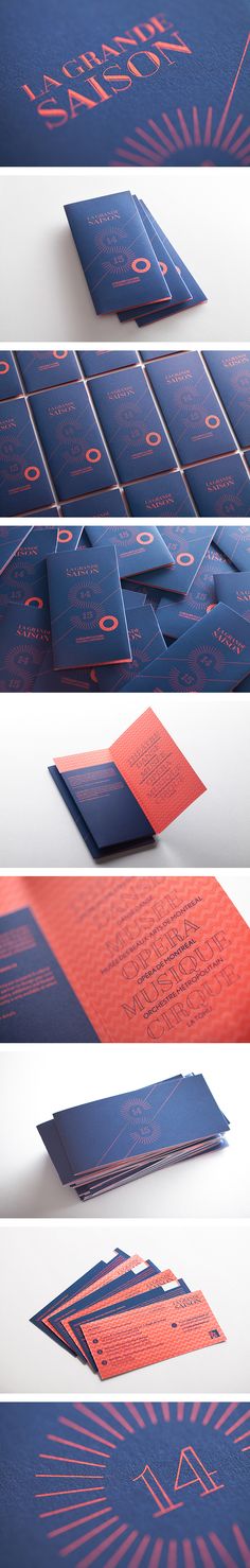 four different images of blue and red paper with designs on them, all showing the same color