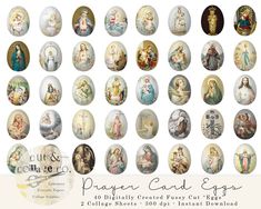 Vintage Prayer Card Eggs 40 Religious Fussy Cuts 2 Printable - Etsy Collage Art Paper, Easter Collage, Prayer Cards, Collage Sheet, Paper Projects, Etsy Crafts, Vintage Images, Junk Journals